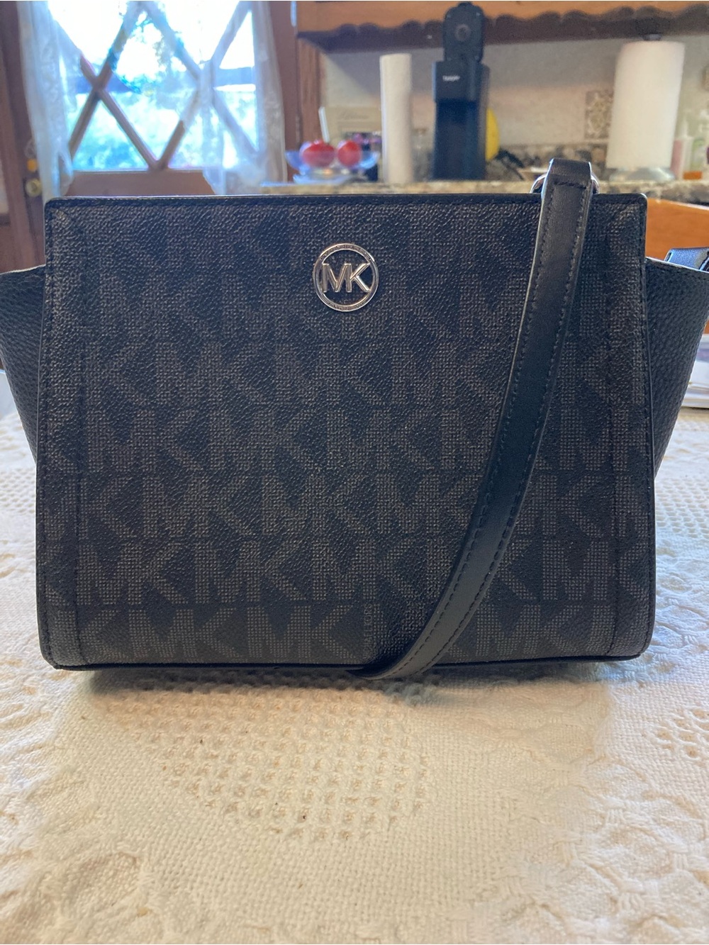 Michael Kors NWOT Freya Satchel Crossbody Bag with Silver-Tone MK Logo.